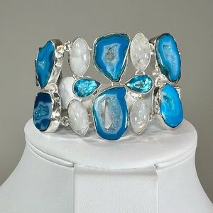 Solar Add on Item - Blue Solar Quartz Moonstone 925 Gemstone Large Bracelet